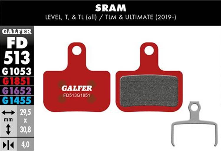 PASTILLAS FRENO BICICLETA GALFER ADVANCED SRAM LEVEL, T, TL